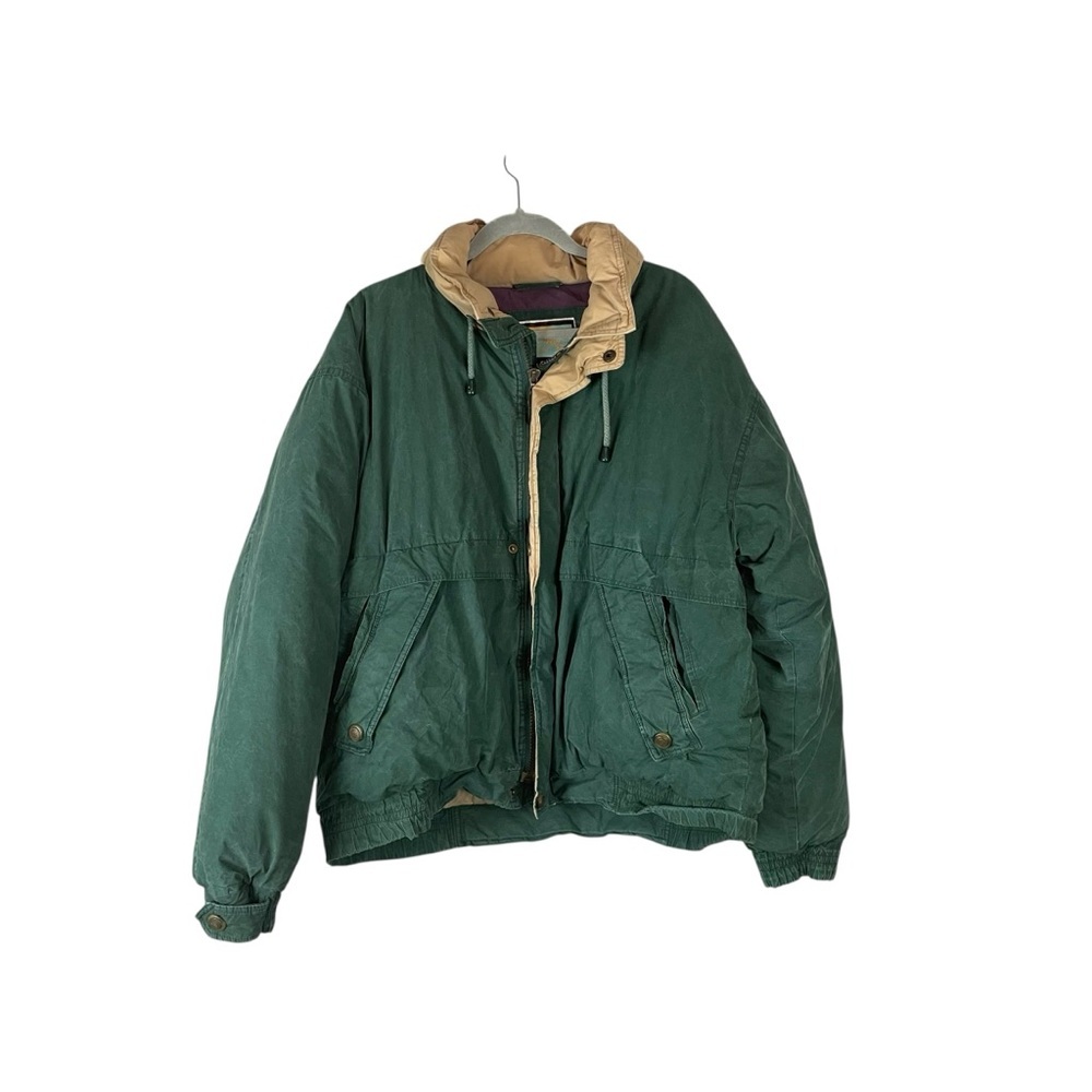 Vintage Green and Tan Puffer Jacket